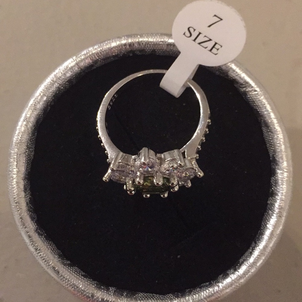 OLIVINE Wedding band 925 silver filled size 7 - Picture 5 of 5